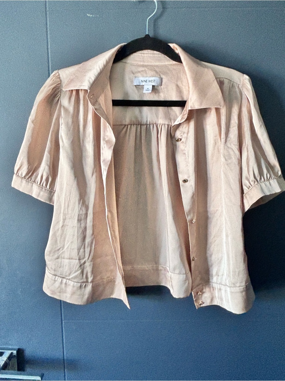 Nine West Champagne Button-Front Blouse